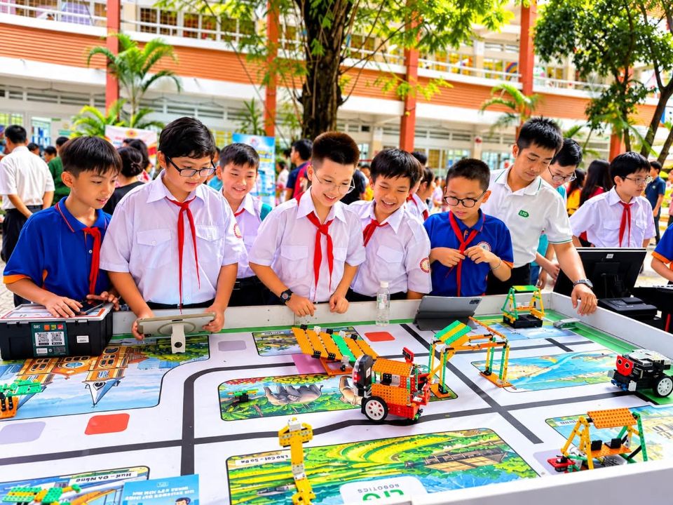 Học sinh trải nghiệm và sáng tạo cùng Robotics.
