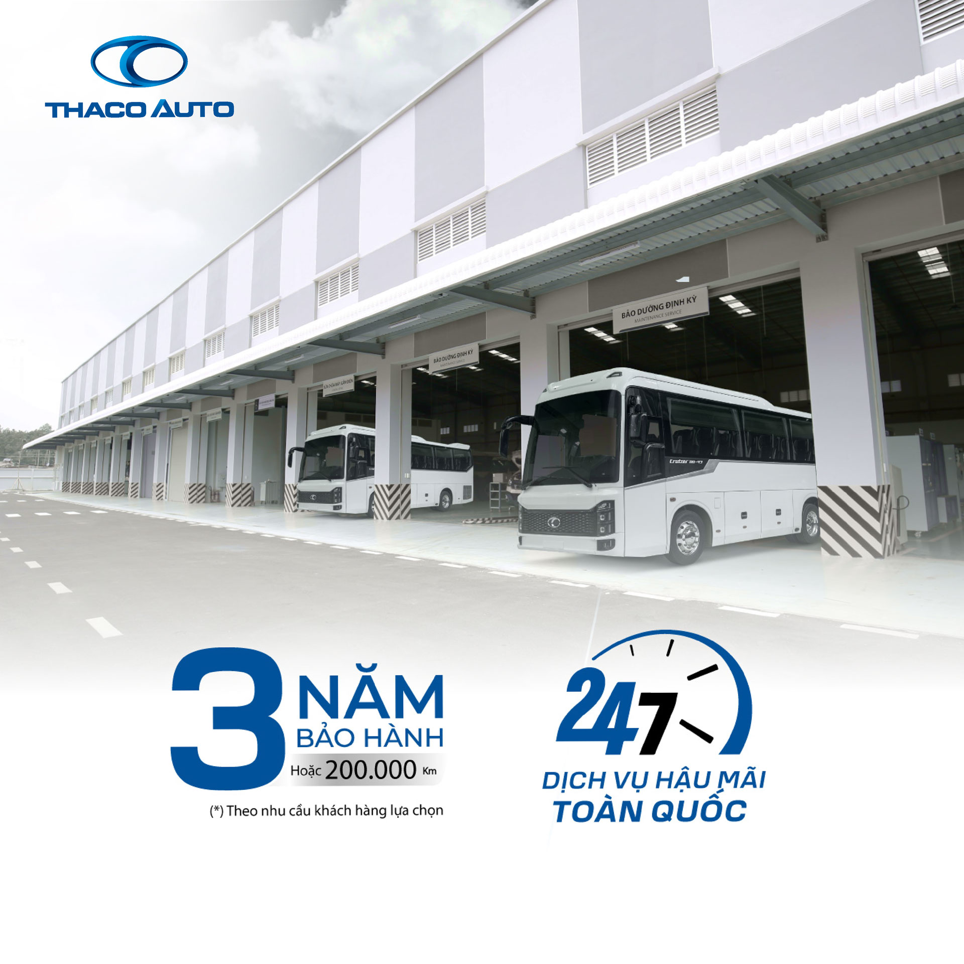 Chính sách hậu mãi chất lượng của THACO AUTO giúp khách hàng yên tâm sử dụng xe