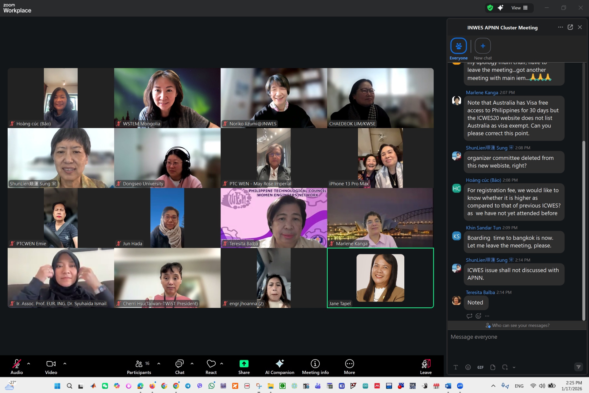 Nhiều đại biểu các nước tham gia hội nghị trực tuyến Mạng lưới các nhà khoa học và kỹ sư nữ quốc tế Châu Á - Thái Bình Dương (APNN)