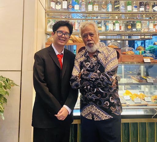 Duy Anh gặp gỡ và trao đổi Thủ Tướng Timor-Leste Xanana Gusmao hôm ngày 7/6 tại Melia Hà Nội. Ảnh: NVCC