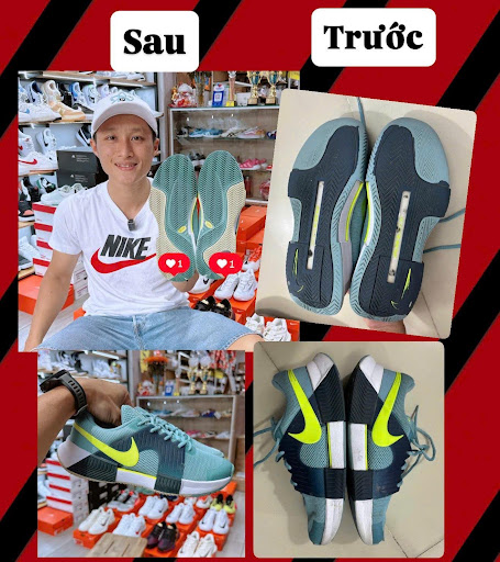 Giày Nike trước và sau thay đế tại Trung Sneaker. Ảnh do Trung Sneaker cung cấp.