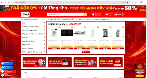 Danh mục Điện Máy Đỏ có các nhóm thiết bị phục vụ sinh hoạt gia đình.