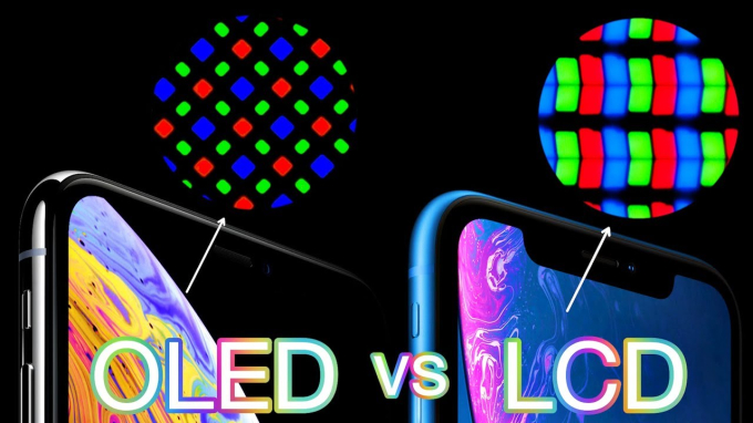 So sánh giữa OLED và LCD trên màn hình iPhone.