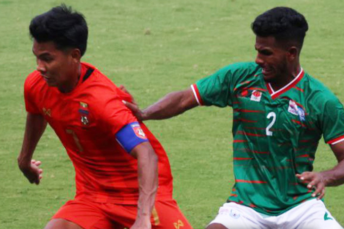 U23 Bangladesh gây ra nhiều khó khăn cho U23 Myanmar.