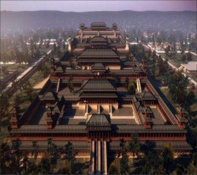 Diện tích của cung điện Hàm Dương lớn gấp 4 lần Tử Cấm Thành. (Ảnh: Sohu)