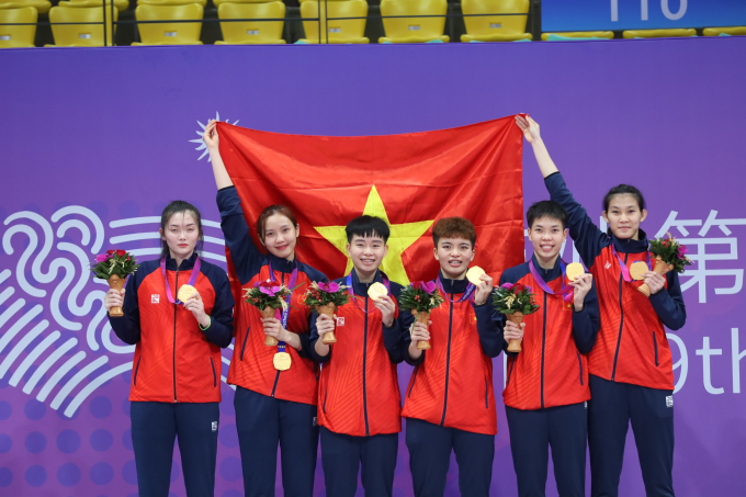 Đội cầu mây nữ Việt Nam toàn thắng cả 5 trận tại Asiad 2022. (Ảnh: Tam Ninh)