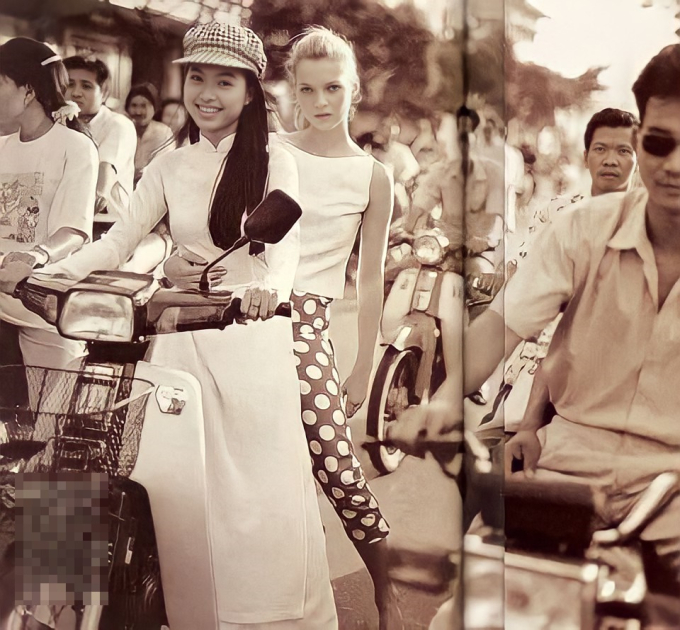  Ngô Mỹ Uyên chụp hình cùng siêu mẫu đình đám thế giới Kate Moss trên đường phố Sài thành vào năm 1996