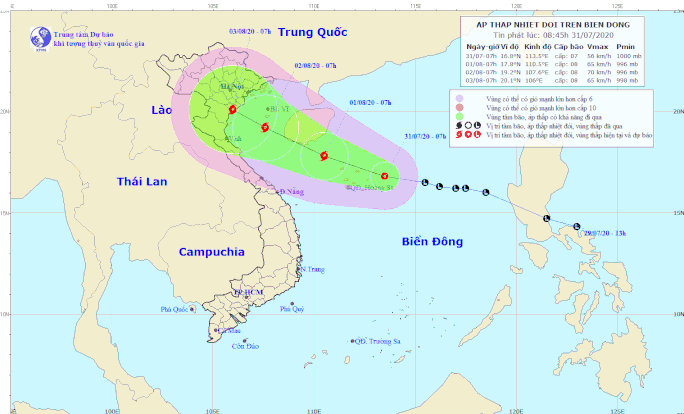 Áp thấp nhiệt đới giật cấp 10 hướng vào đồng bằng Bắc Bộ và Bắc Trung Bộ