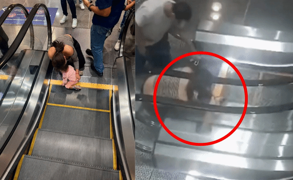 Bé gái 2 tuổi vô tình kẹt tay vào thang cuốn ở trung tâm thương mại, người mẹ tuyệt vọng giải cứu con 