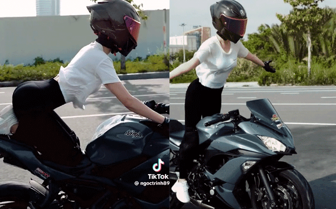 Ngọc Trinh gây phẫn nộ vì đăng clip thả tay lái, tạo dáng nguy hiểm khi điều khiển xe moto 