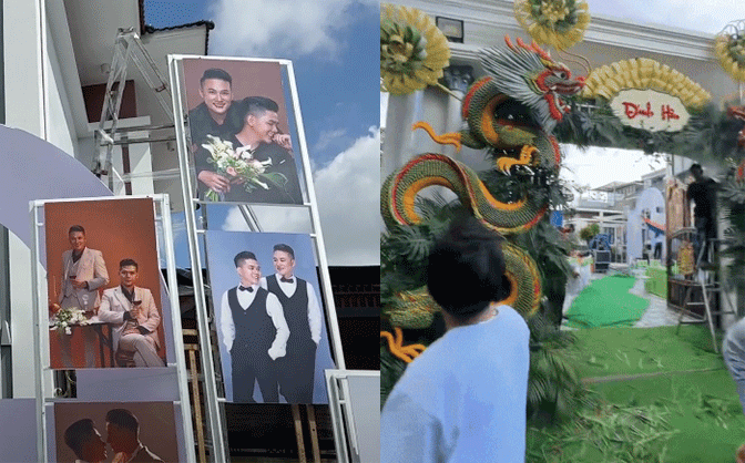 Không khí trước thềm lễ ăn hỏi sao nam Vbiz và bạn trai: Tổ chức ở biệt thự khủng, 1 chi tiết lạ ở cổng hoa