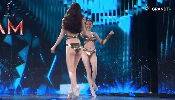 Quế Anh bung skill 'vỗ vòng 3' bạn diễn trên sân khấu Miss Grand International, dân mạng phản ứng bất ngờ