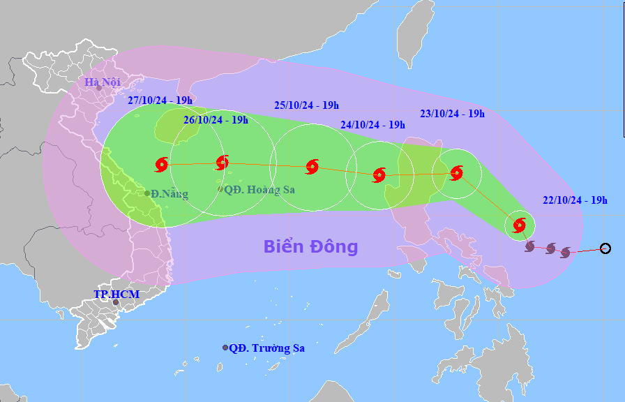 Bão Trà Mi đi vào Biển Đông, cường độ tiếp tục mạnh thêm