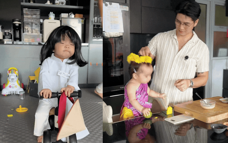 Bé Gạo nhà Ngô Thanh Vân lại khiến MXH 'tan chảy': Sáng làm nữ sinh đạp xe, tối hóa cô gái Thái Lan, biểu cảm nào cũng thành... meme