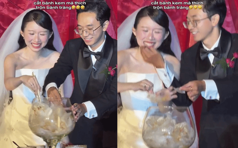 Cặp đôi có màn “trộn bánh tráng” ở đám cưới: Yêu 10 năm mới cưới, cô dâu là TikToker nổi tiếng