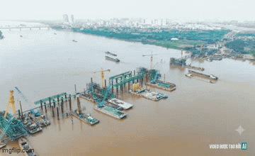 'Siêu cầu' vượt sông Hồng hơn 16.000 tỷ đồng đạt tiến độ“thần tốc”, dựng vòm thép vô cực sau 8 tháng