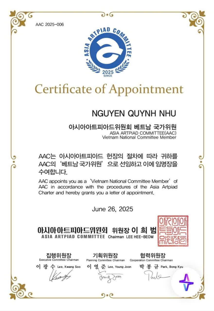 TS-NTK Quỳnh Paris giữ chức Chủ tịch AAC Việt Nam, mở rộng cơ hội hội nhập nghệ thuật quốc tế