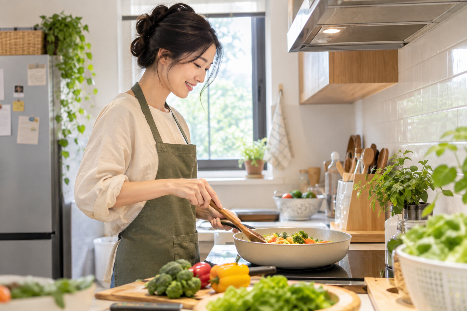 Không chỉ biết nấu ăn, người phụ nữ hiện đại ngày càng cần trang bị kiến thức để lựa chọn và cân đối thực phẩm cho gia đình. Ảnh : minh họa