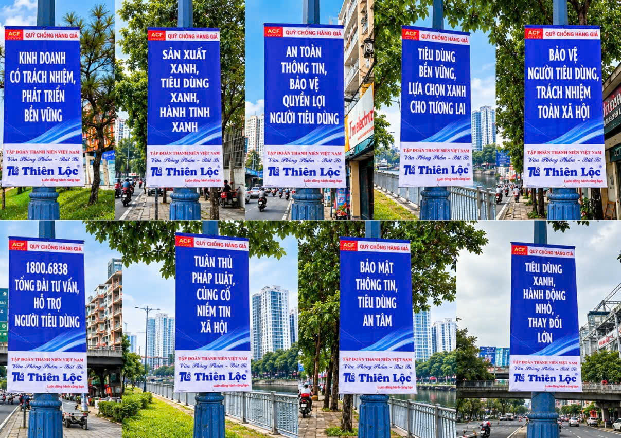 Các banner tuyên truyền được treo tại TP.HCM