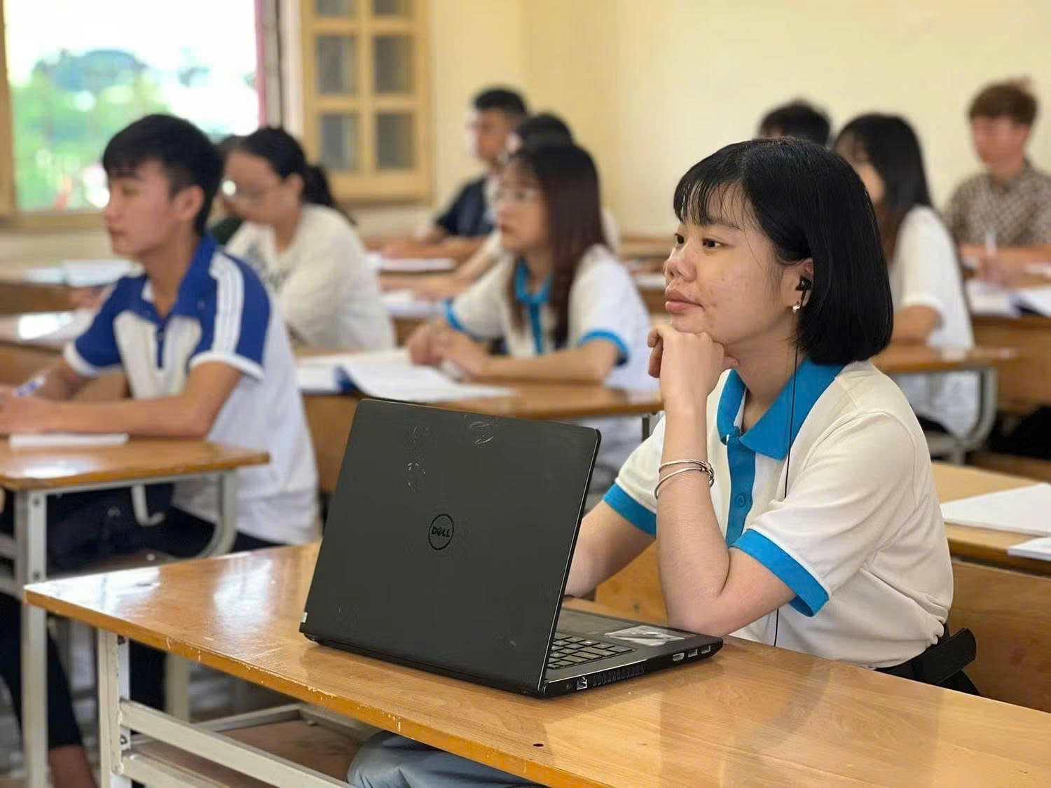 Chị Ma Thị Phương trong một giờ học trên giảng đường.