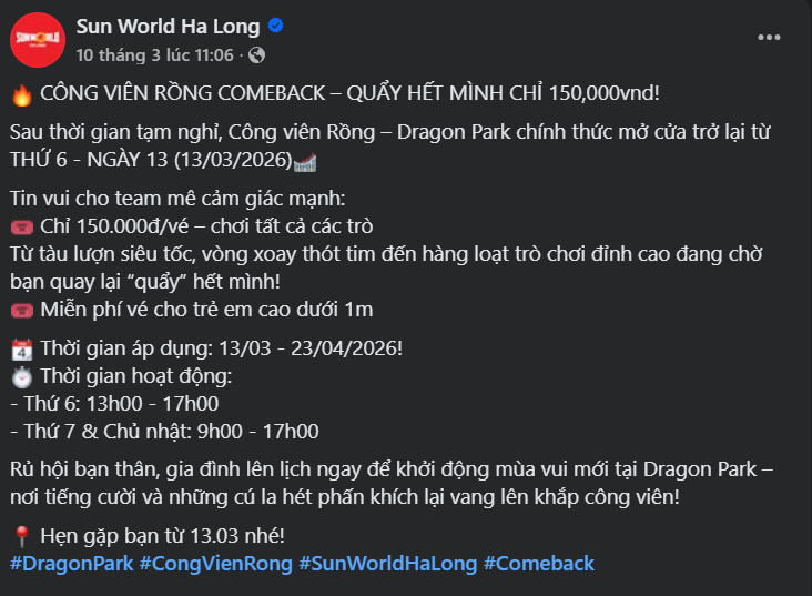 Kể từ ngày 11/3 đến 23/4, người dân Quảng Ninh đón tin cực vui