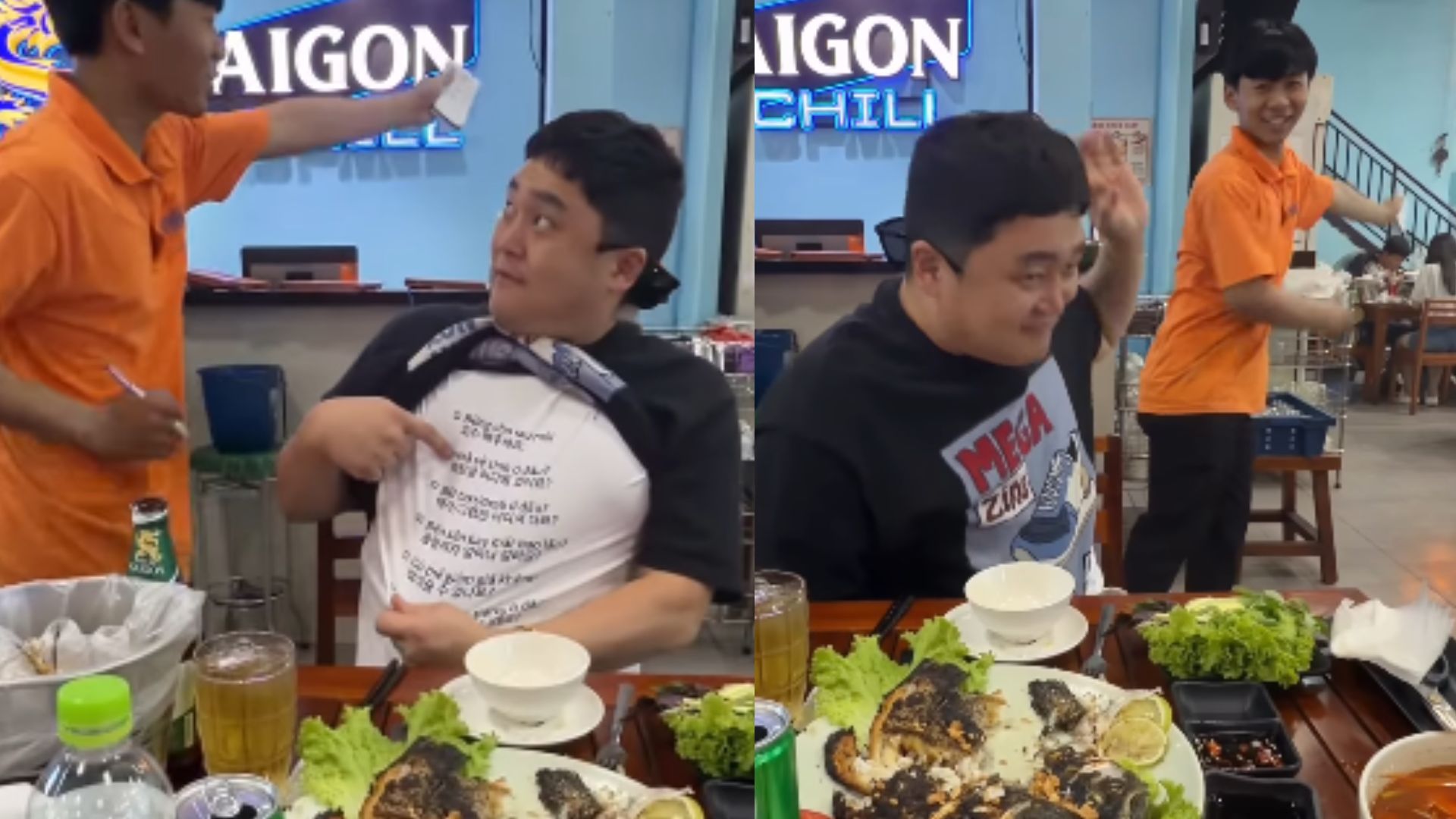 Nhân viên lập tức hiểu ý và hỗ trợ vị khách này