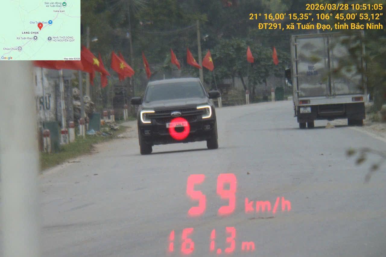 Xe ô tô chạy quá tốc độ. Ảnh: Phòng CSGT Công an tỉnh Bắc Ninh