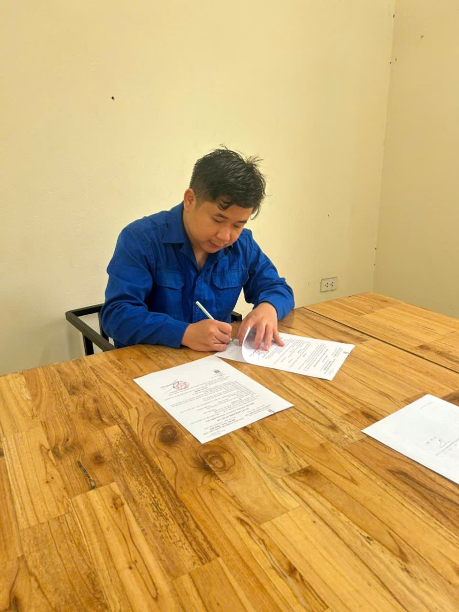 Đối tượng Hà Văn Hiếu tại cơ quan Công an