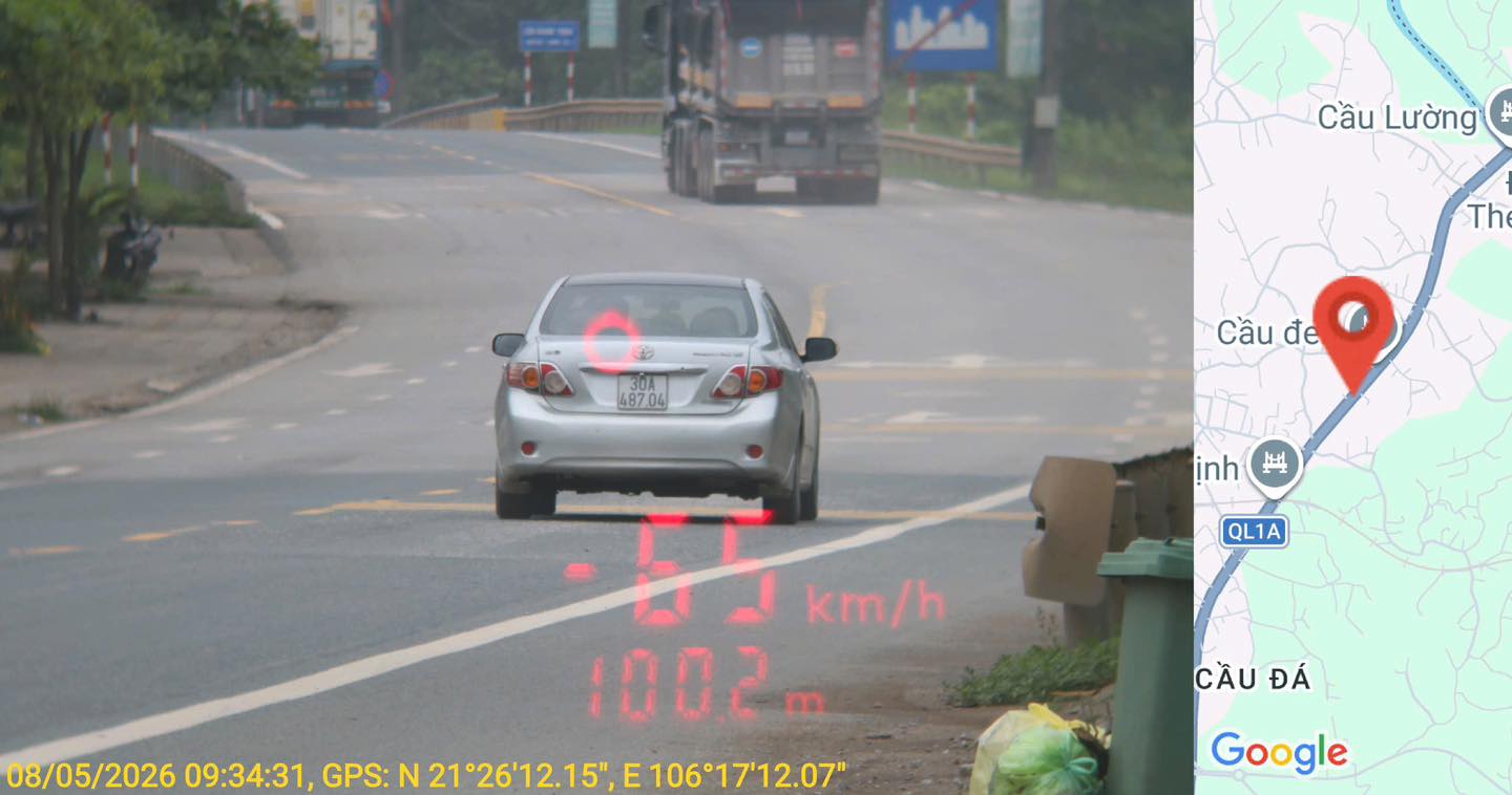 Ô tô vi phạm lỗi quá tốc độ. Ảnh: Phòng CSGT Công an tỉnh Bắc Ninh