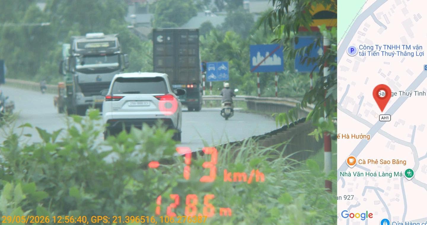 Ô tô chạy quá tốc độ. Ảnh: Phòng CSGT Công an tỉnh Bắc Ninh