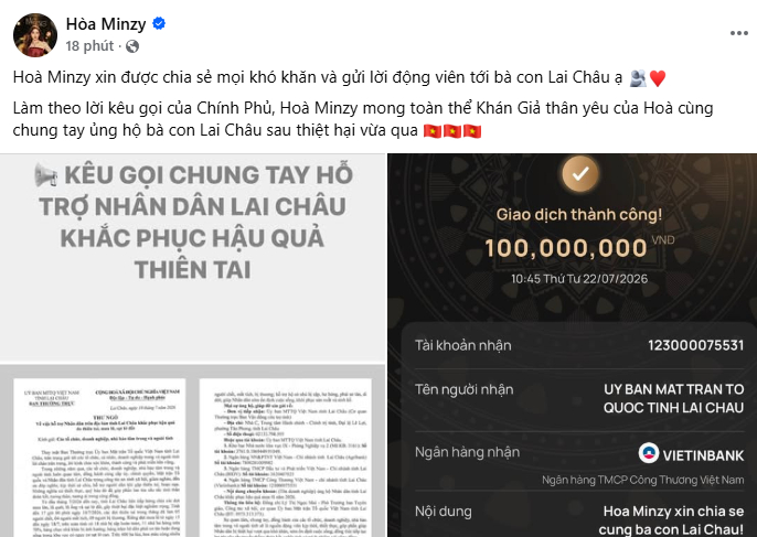Ảnh: Fanpage Hòa Minzy