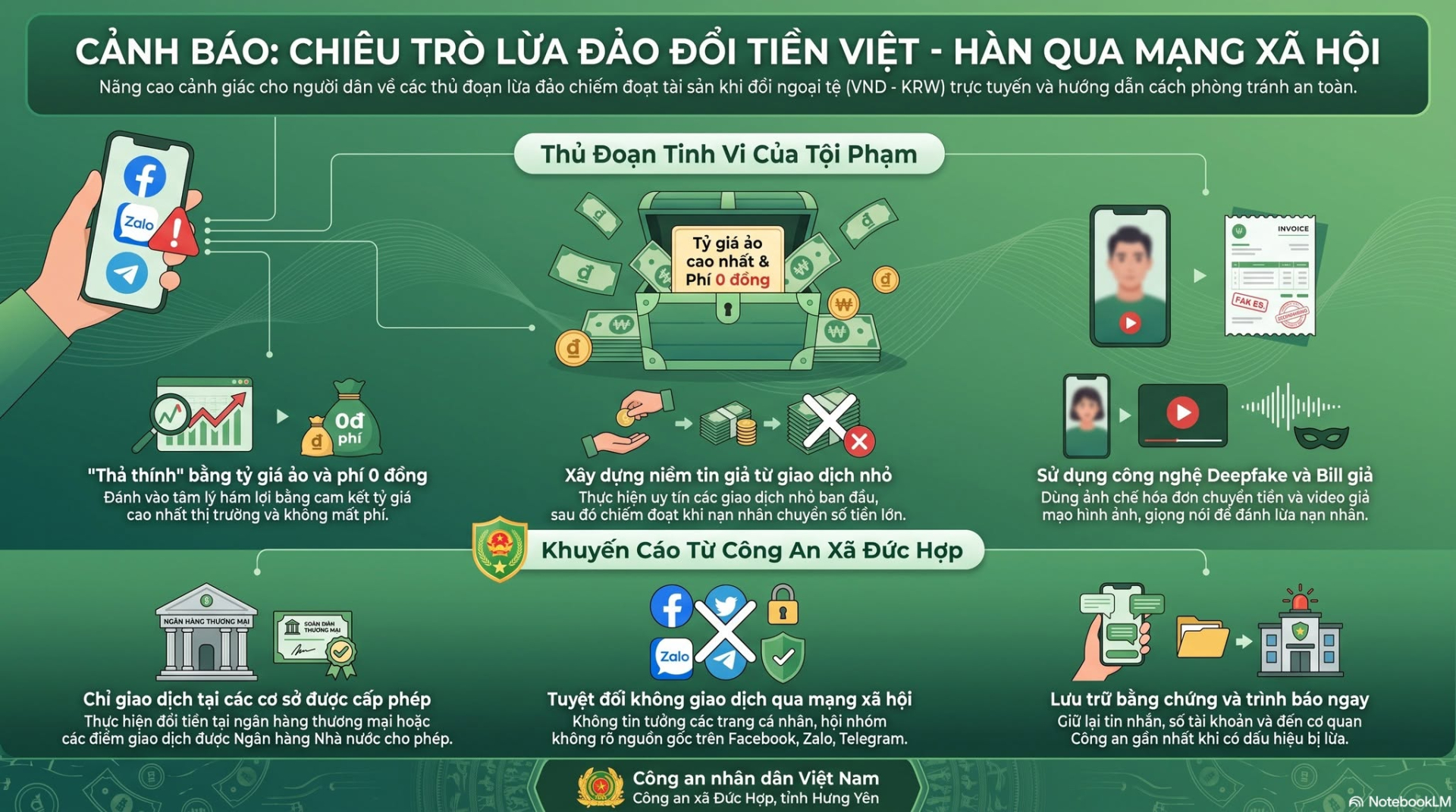 Công an xã Đức Hợp, tỉnh Hưng Yên cảnh báo người dân