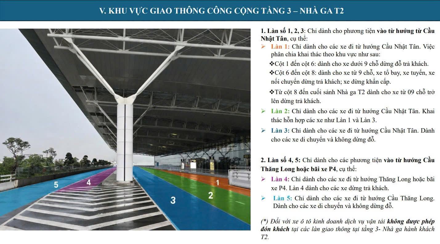 Phân luồng giao thông tại Nhà ga T2 (tầng 3)