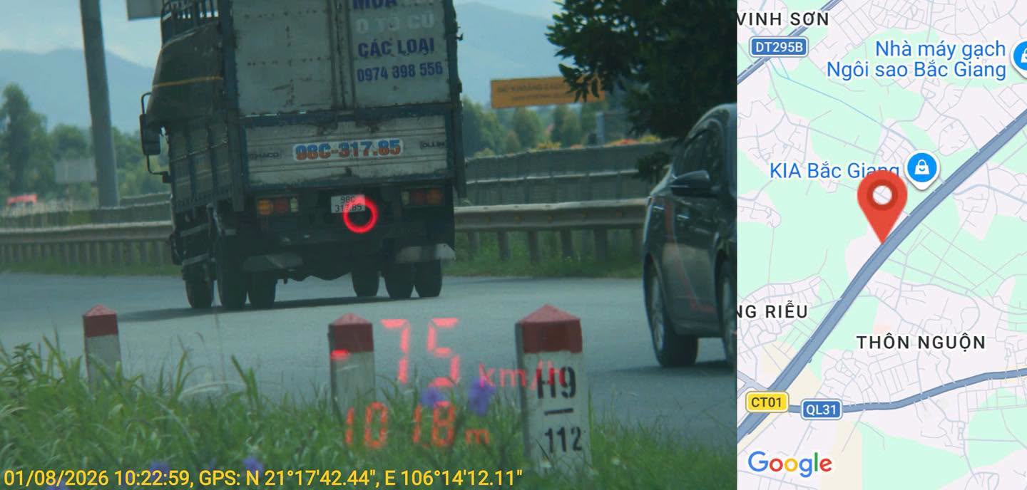 Ô tô chạy quá tốc độ. Ảnh: Phòng CSGT Công an tỉnh Bắc Ninh