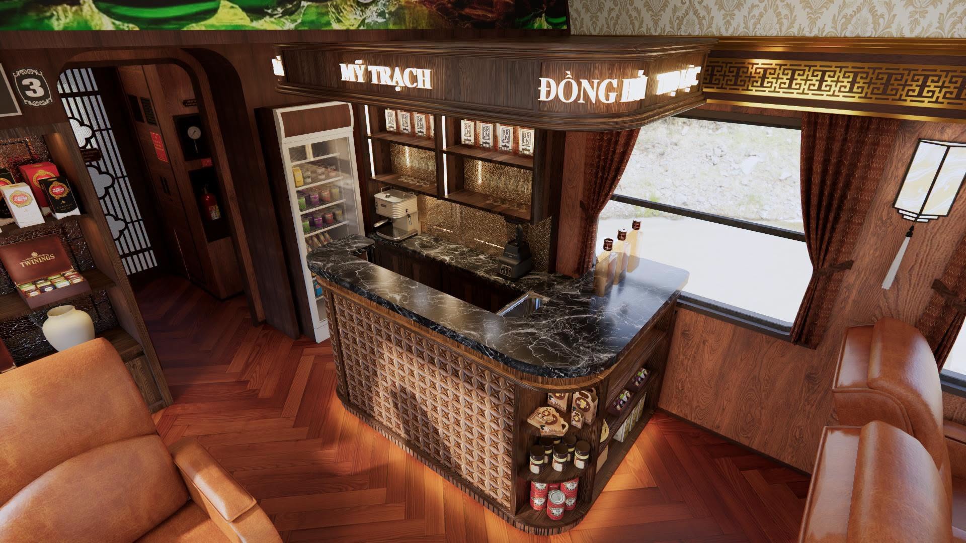 Không gian toa VIP trên đoàn tàu Cố đô Huế - Phong Nha. Ảnh: Đường sắt Việt Nam