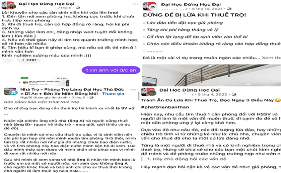Các tin cho thuê nhà, phòng trọ giá rẻ trên mạng xã hội tiềm ẩn nhiều rủi ro lừa đảo. Ảnh: Trang TTĐT Công an tỉnh Nghệ An