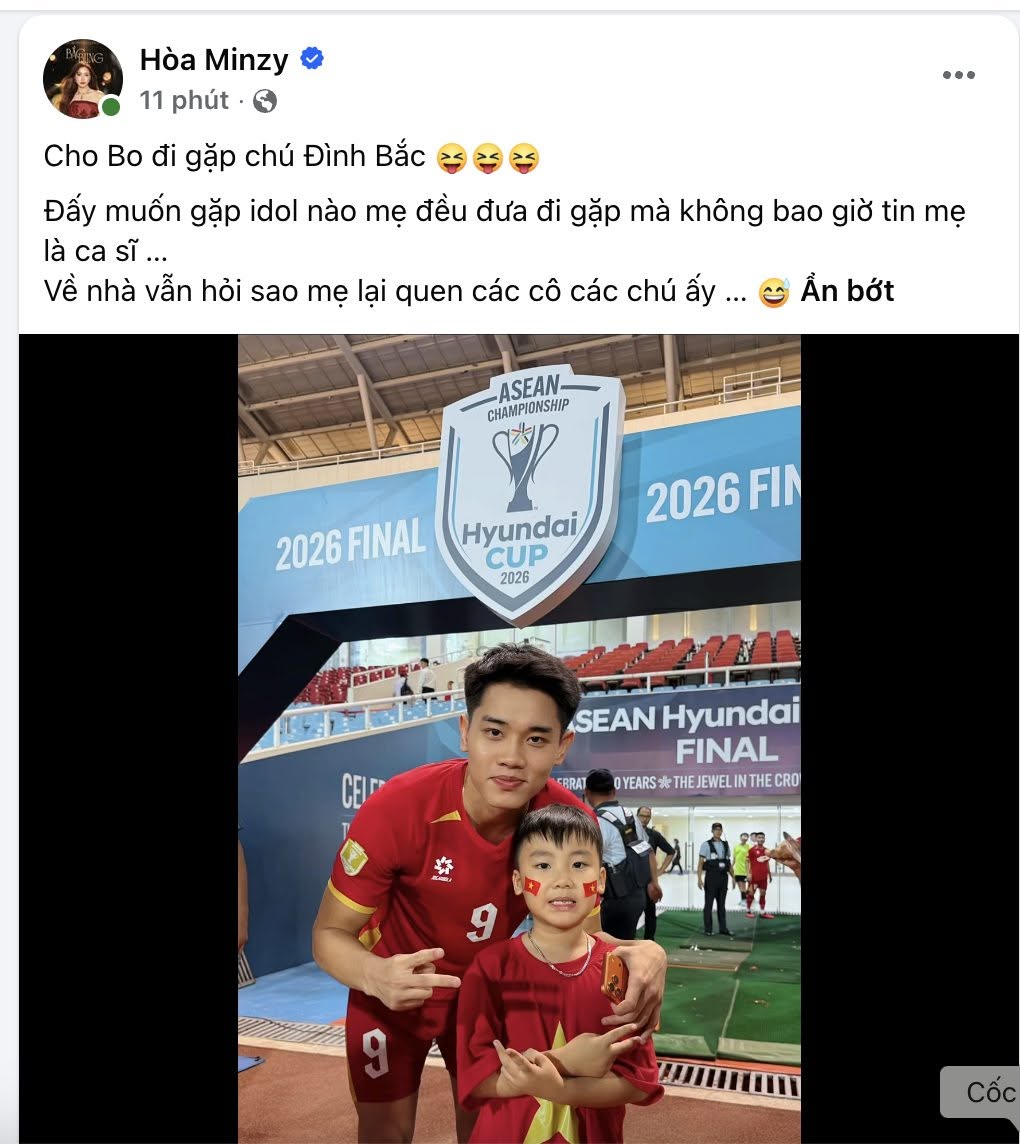Chia sẻ gây chú ý của Hòa Minzy sau trận đấu. Ảnh: FBNV