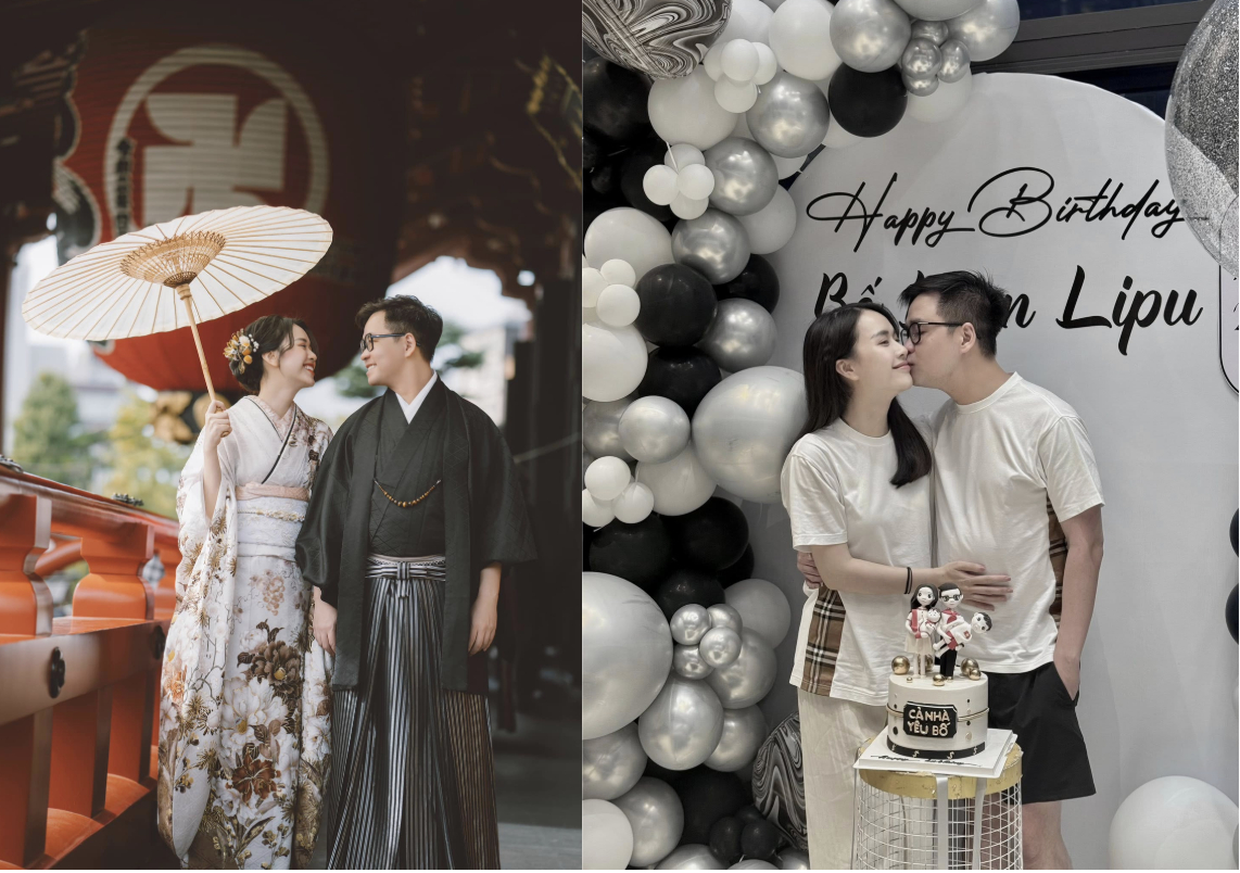 Nữ MC hạnh phúc và viên mãn bên chồng (ảnh FBNV)