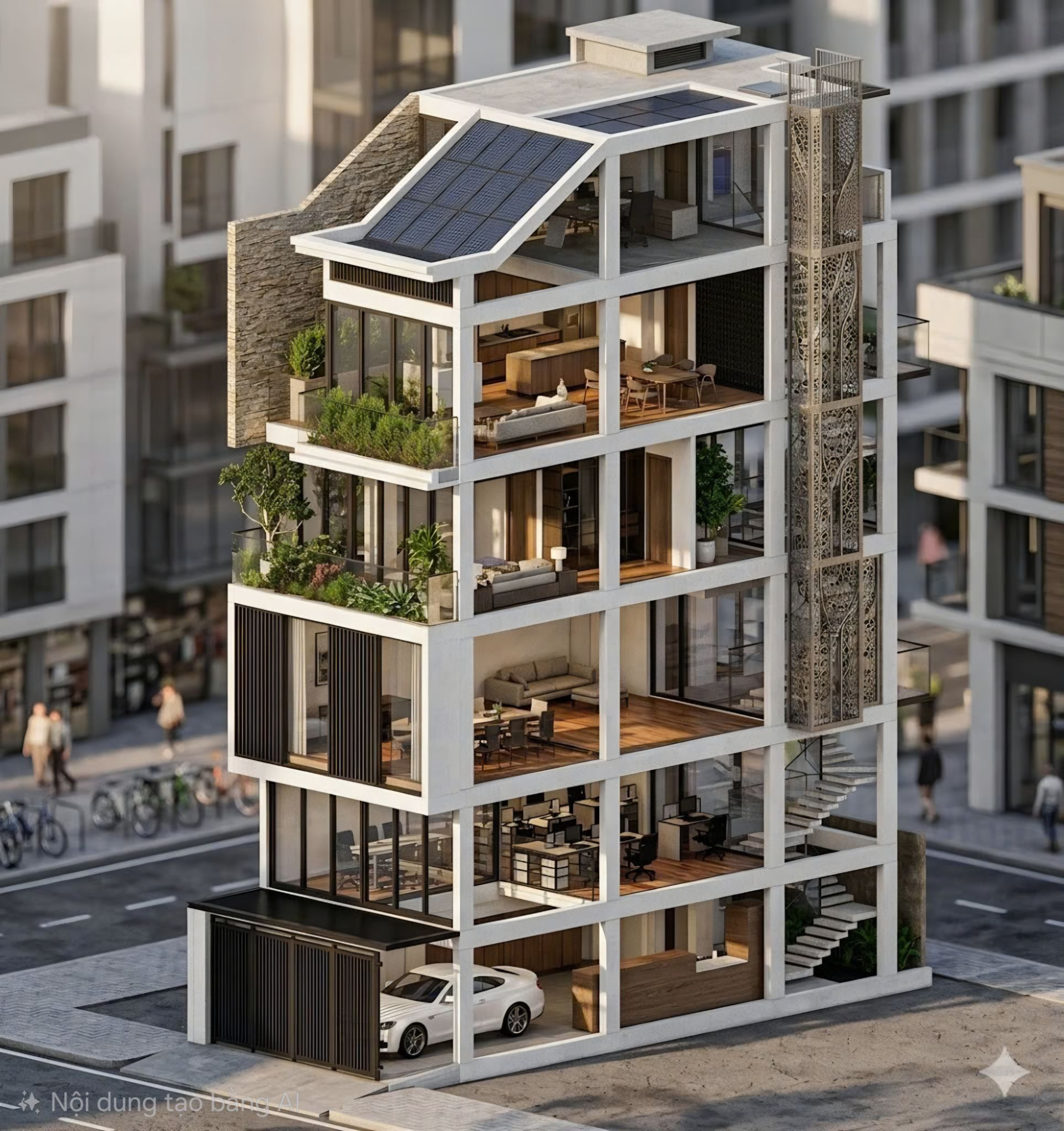 Ngôi nhà trong tương lai được H'Hen Niê dùng AI mô phỏng - Ảnh: FBNV