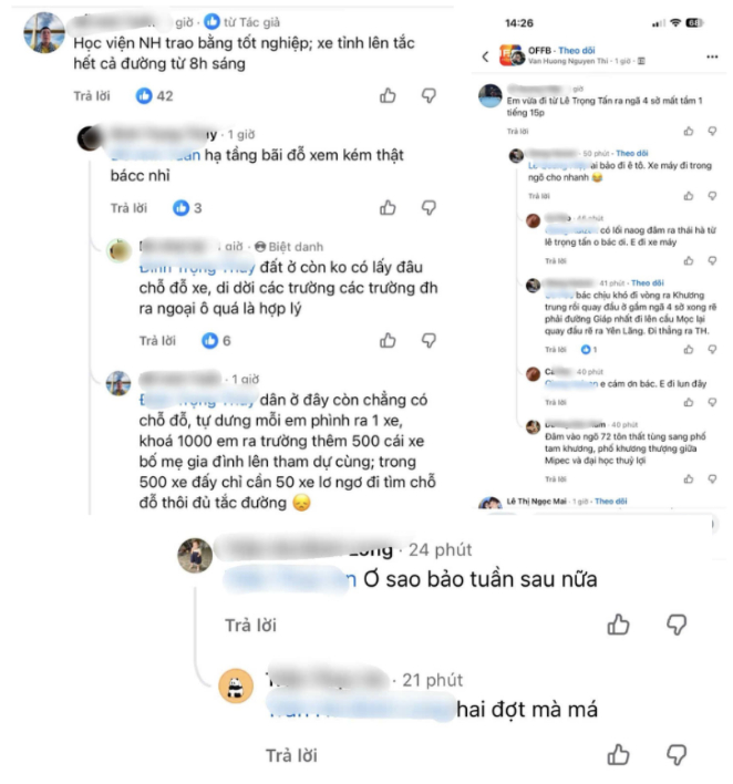 Dưới bình luận, nhiều người cập nhật về tình hình giao thông từ sáng đến giờ (Ảnh FB)