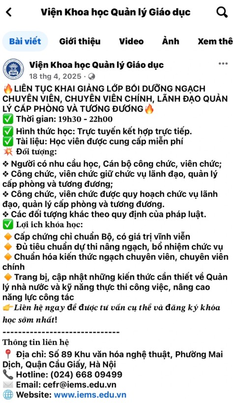 Quảng bá chiêu sinh các lớp bồi dưỡng cấp chứng chỉ của IEMS