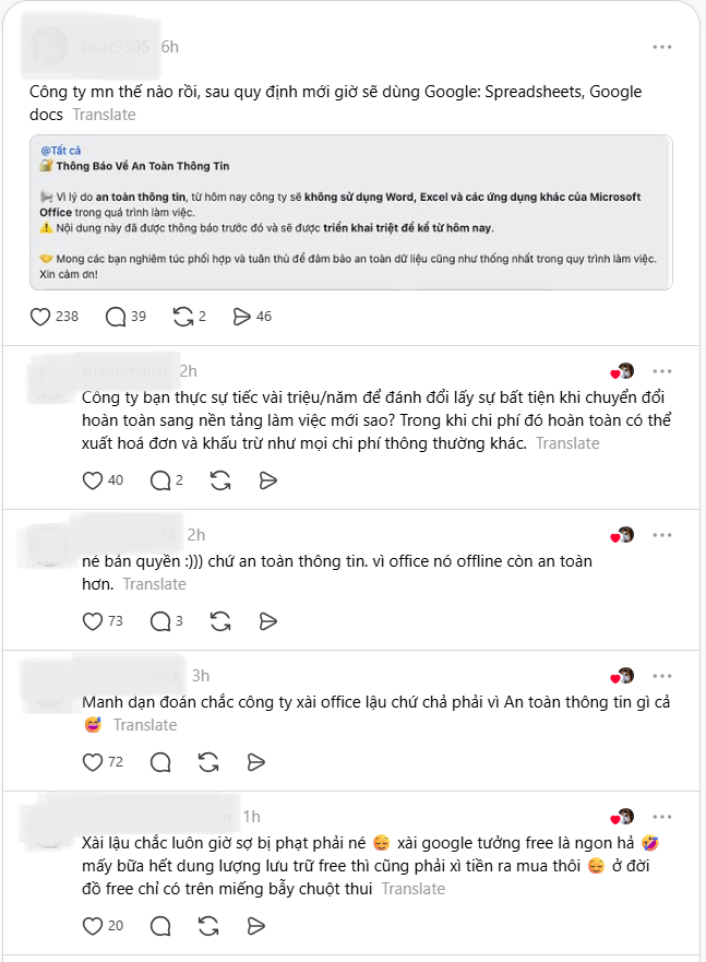 Nhiều công ty đã phát thông báo đến nhân viên.