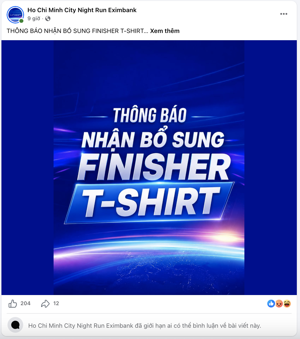 Fanpage chính thức của giải đã khoá bình luận.