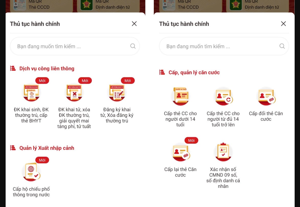 Người dân có thể thực hiện 18 thủ tục hành chính trên VNeID