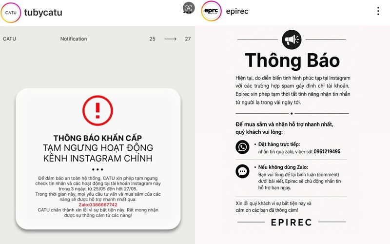 Các shop online tạm ngưng giao dịch qua  Instagram
