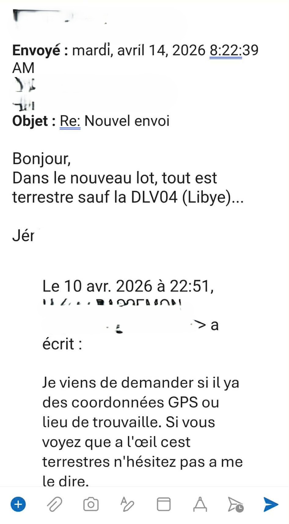 Email kết quả trả về từ nước ngoài cho biết