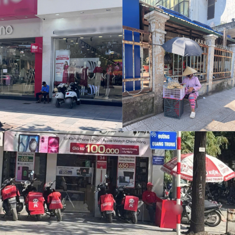 Những bác bảo vệ, những cô bán hàng rong vẫn miệt mài làm việc bất chấp nắng nóng