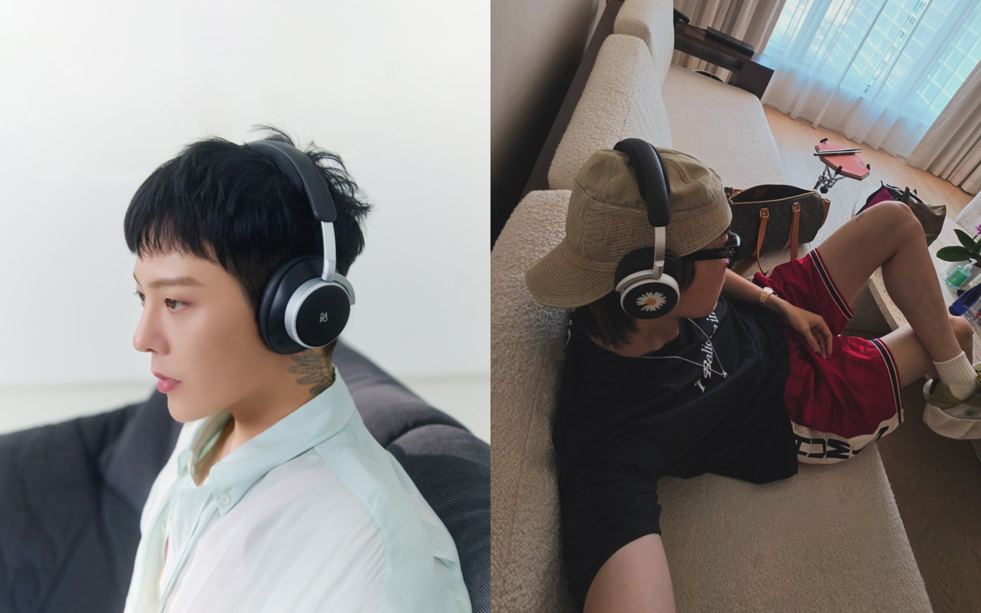 G-Dragon đính hoa cúc lên tai nghe, lập tức