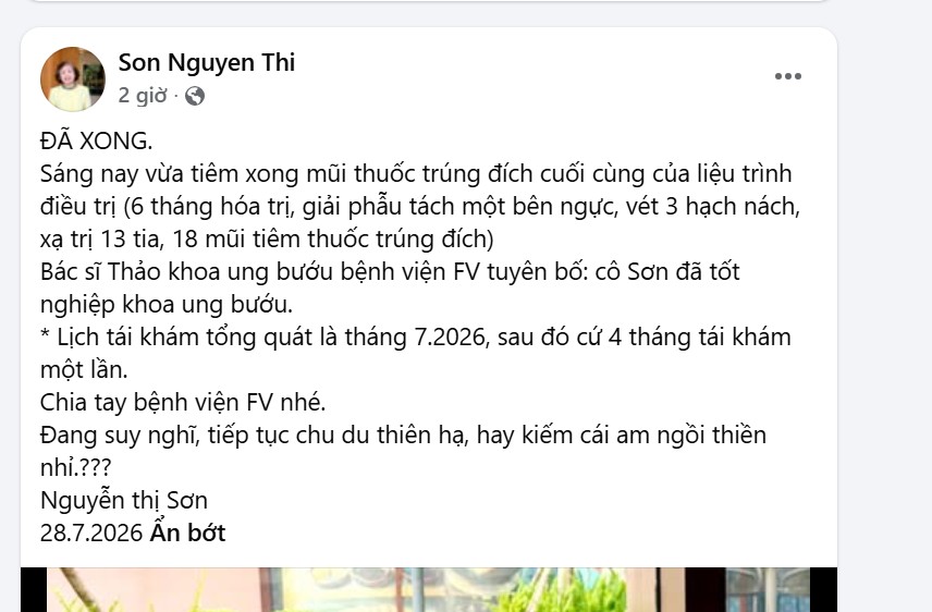 Bà chủ gia tộc Sơn Kim chia sẻ về tình hình sức khỏe