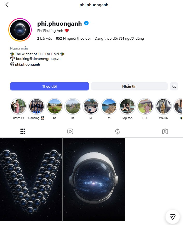 Instagram của Phí Phương Anh cũng cập nhật hình ảnh với 